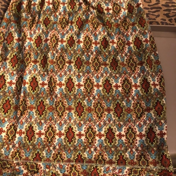 F.R.E.E size large multi color print cotton blend midi skirt with skirt - Picture 3 of 6